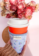 Floral Neoprene Coffee Sleeve | Reusable Insulated Drink Holder (16oz, 24oz)