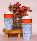 Floral Neoprene Coffee Sleeve | Reusable Insulated Drink Holder (16oz, 24oz)