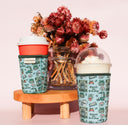 Floral Neoprene Coffee Sleeve | Reusable Insulated Drink Holder (16oz, 24oz)