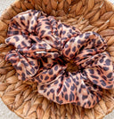 Handmade XL Satin Scrunchie: Leopard Print Hair Tie