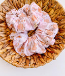 Halloween Pumpkin Seersucker Scrunchie: XL Cotton Hair Tie