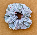 Christmas Toile Scrunchie: Handmade Cotton Seersucker XL Hair Tie