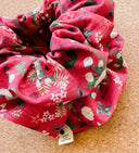 Vintage Christmas Floral Scrunchie: XL Cotton Seersucker Hair Tie