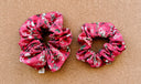 Vintage Christmas Floral Scrunchie: XL Cotton Seersucker Hair Tie