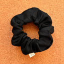 Black Linen Scrunchie: Handmade Sustainable Hair Tie