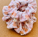 Halloween Pumpkin Seersucker Scrunchie: XL Cotton Hair Tie