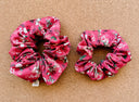 Vintage Christmas Floral Scrunchie: XL Cotton Seersucker Hair Tie