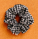 Handmade Black & White Gingham Scrunchie: Cotton Hair Tie
