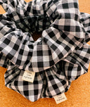 Handmade Black & White Gingham Scrunchie: Cotton Hair Tie