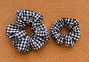 Handmade Navy Gingham Scrunchie: XL Cotton Hair Tie