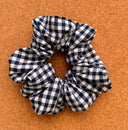 Handmade Navy Gingham Scrunchie: XL Cotton Hair Tie