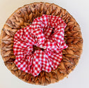 Handmade Red Gingham Scrunchie - XL Cotton Hair Tie