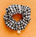 Handmade Black & White Gingham Scrunchie: Cotton Hair Tie