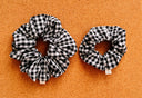 Handmade Black & White Gingham Scrunchie: Cotton Hair Tie