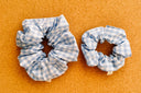 Handmade Light Blue Gingham Scrunchie: Cotton Hair Tie