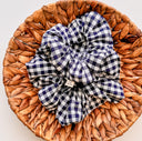 Handmade Navy Gingham Scrunchie: XL Cotton Hair Tie