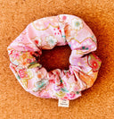 Japanese Pink Floral Scrunchie: XL Cotton Blend Hair Tie