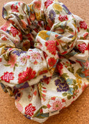 Japanese Floral Scrunchie: XL Cotton Blend Hair Tie