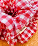 Handmade Red Gingham Scrunchie - XL Cotton Hair Tie