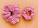 Handmade Red Gingham Scrunchie - XL Cotton Hair Tie
