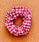Handmade Red Gingham Scrunchie - XL Cotton Hair Tie