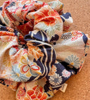 Handmade XL Scrunchie: Japanese Navy Floral Cotton Blend