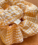 Yellow Stripe Crinkle Scrunchie
