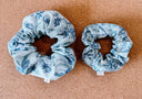 Blue Floral Scrunchie: Handmade Cotton Cottagecore Hair Tie