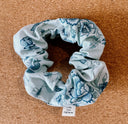 Blue Floral Scrunchie: Handmade Cotton Cottagecore Hair Tie