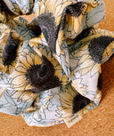 Sunflower Scrunchie: Handmade Cotton Hair Tie, XL Size