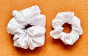 Handmade White Satin XL Scrunchie: Boho Hair Tie