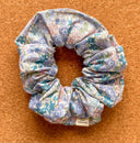 Blossom Floral Scrunchie: Blue Cotton XL Hair Tie