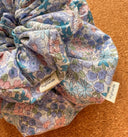 Blossom Floral Scrunchie: Blue Cotton XL Hair Tie