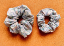 Blossom Floral Scrunchie: Blue Cotton XL Hair Tie