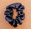Handmade Black Satin XL Scrunchie: Boho Hair Tie