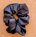 Handmade Black Satin XL Scrunchie: Boho Hair Tie