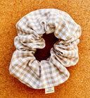 Handmade Beige Gingham Scrunchie: Cotton Hair Tie