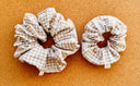 Handmade Beige Gingham Scrunchie: Cotton Hair Tie