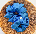Handmade Royal Blue Satin Scrunchie - XL Boho Hair Tie