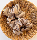 Handmade Latte Satin XL Scrunchie: Boho Hair Tie