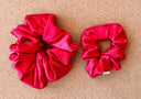 Handmade Red Satin XL Scrunchie: Silky Hair Tie