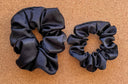 Handmade Black Satin XL Scrunchie: Boho Hair Tie