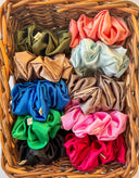 Handmade Royal Blue Satin Scrunchie - XL Boho Hair Tie