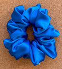 Handmade Royal Blue Satin Scrunchie - XL Boho Hair Tie