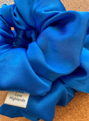 Handmade Royal Blue Satin Scrunchie - XL Boho Hair Tie