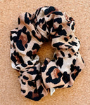 Handmade Rayon Cheetah Scrunchie: XL Leopard Print Hair Tie