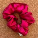 Deep Red Satin XL Scrunchie: Handmade Silky Hair Tie
