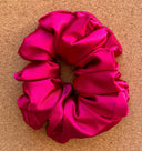 Deep Red Satin XL Scrunchie: Handmade Silky Hair Tie