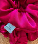 Deep Red Satin XL Scrunchie: Handmade Silky Hair Tie