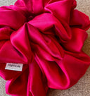 Handmade Red Satin XL Scrunchie: Silky Hair Tie